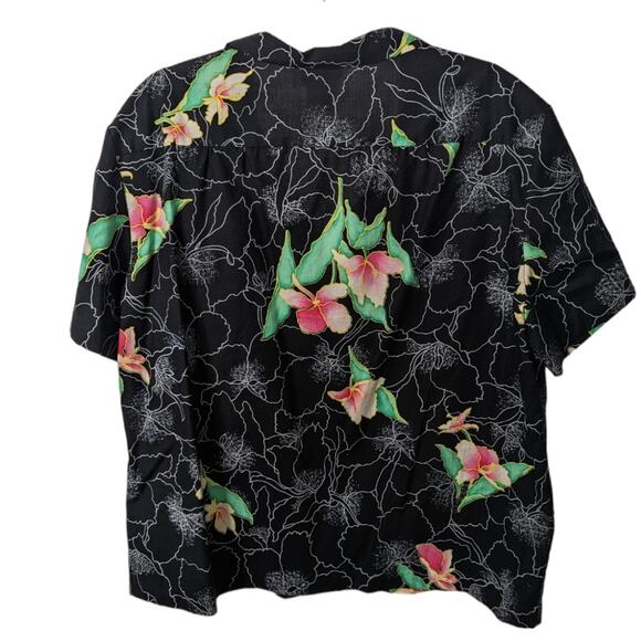 Vintage Hilo Hattie Short Sleeve Shirt Midi Dress Set Black Gray Color Floral - Picture 6 of 11